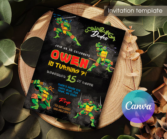 Teenage Mutant Ninja Turtles customizable invitation template | Share or Print | boy | OJ682