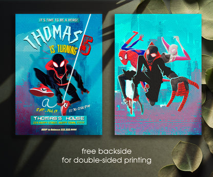 Spider Man Across the Spider-Verse customizable invitation template | Share or Print | boy | EL309