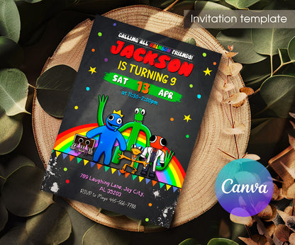 Rainbow Friends customizable invitation template | Share or Print | TL449