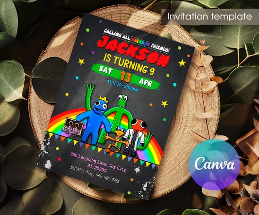 Rainbow Friends customizable invitation template | Share or Print | TL449