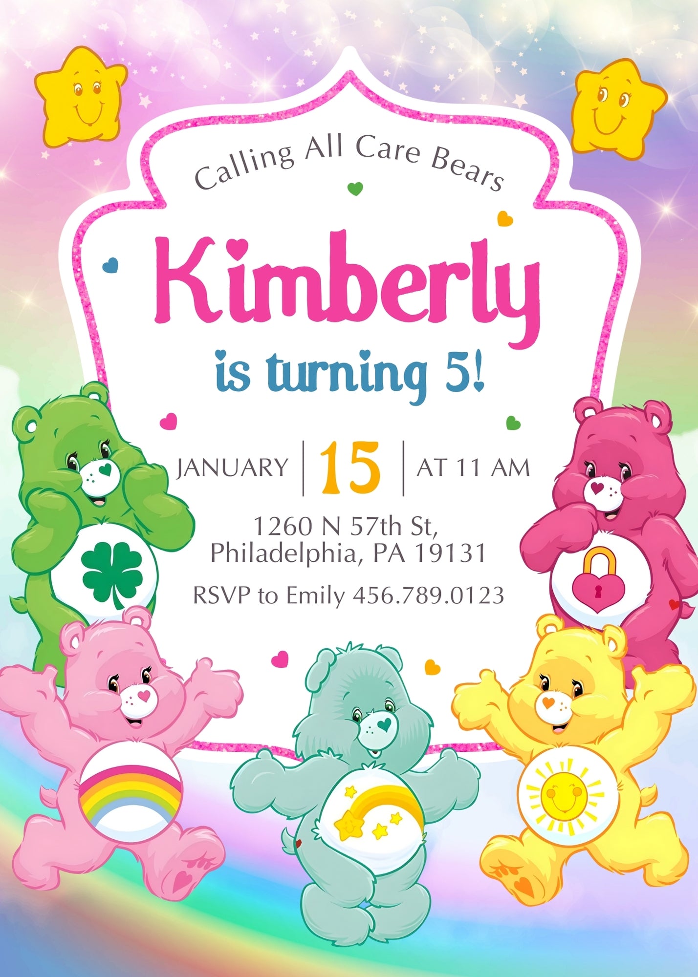 Care Bears customizable invitation template | Share or Print | DV055