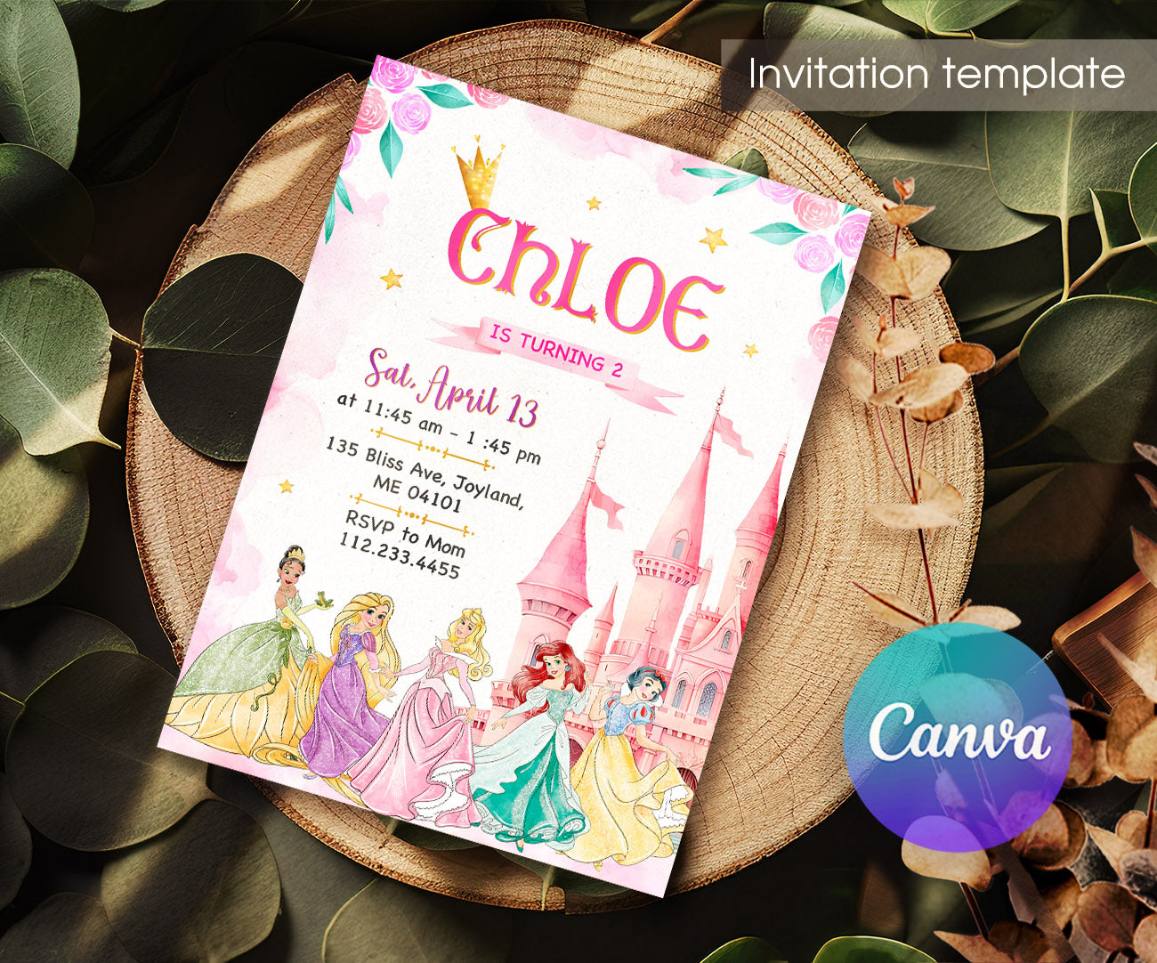 Disney Princess customizable invitation template | Share or Print | girl | MP292