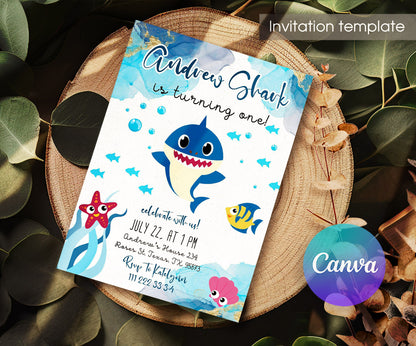 Baby Shark customizable invitation template | Share or Print | IM630