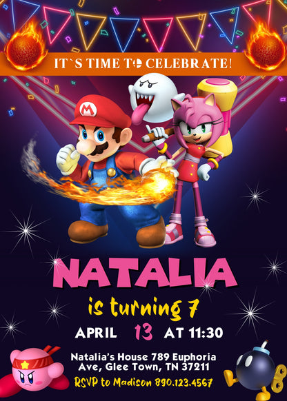 Super Smash Mario Bros customizable invitation template | Share or Print | ZE106