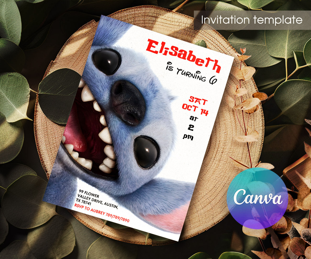 Lilo & Stitch Aloha customizable invitation template | Share or Print | HP819