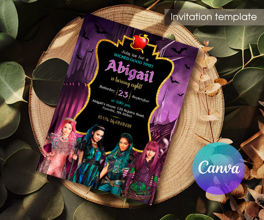 Descendants Disney customizable invitation template | Share or Print | HG442
