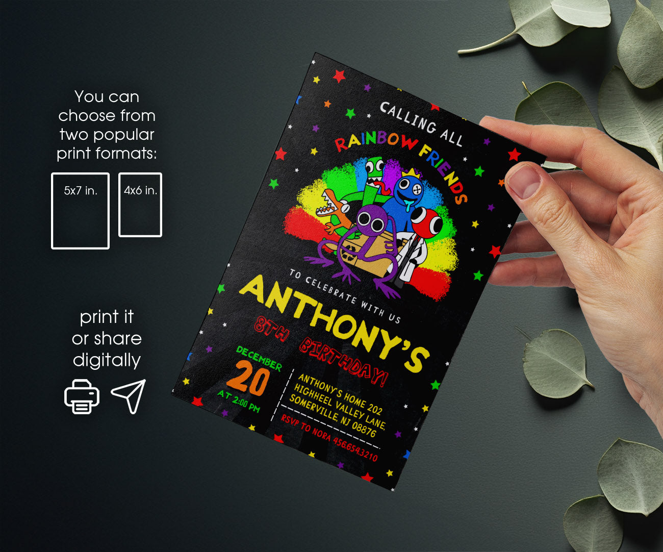 Rainbow Friends customizable invitation template | Share or Print | ML675