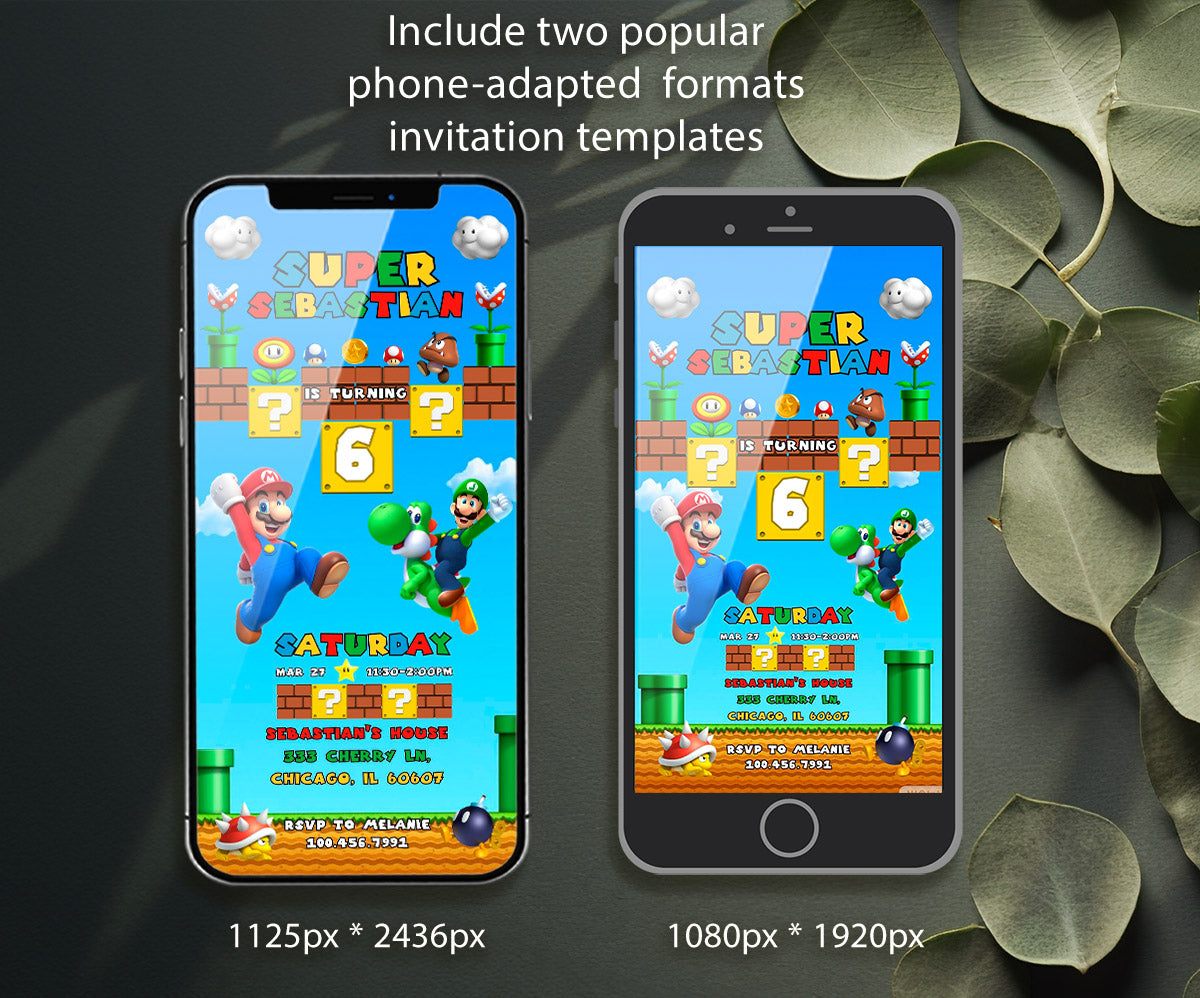 Super Mario Bros customizable invitation template | Share or Print | QX181