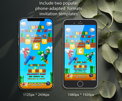 Super Mario Bros customizable invitation template | Share or Print | QX181