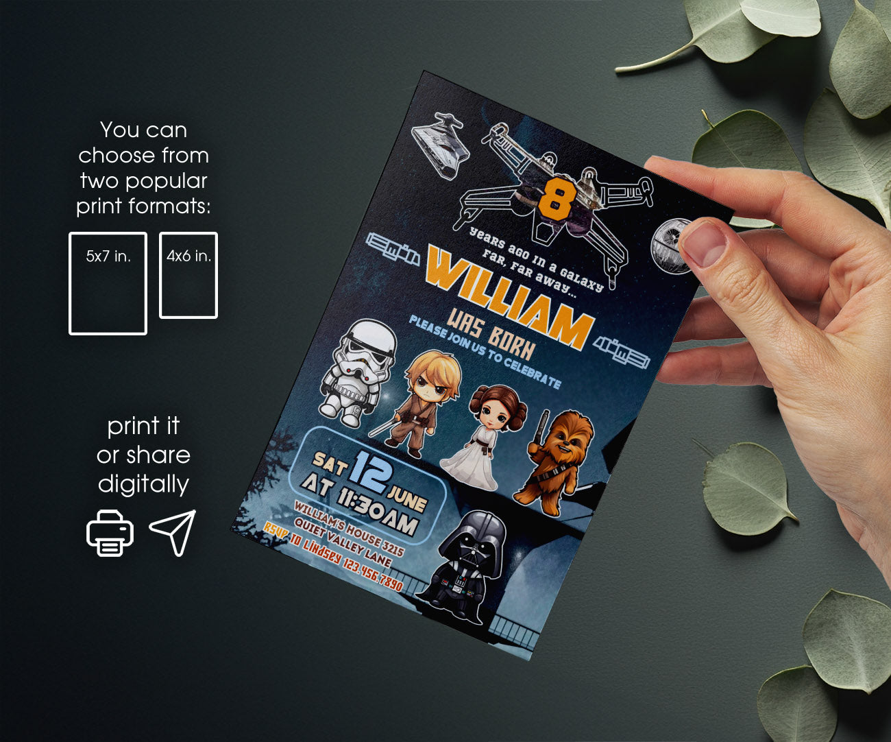 Star Wars Darth Vader customizable invitation template | Share or Print | boy | JJ428