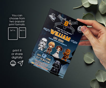 Star Wars Darth Vader customizable invitation template | Share or Print | boy | JJ428