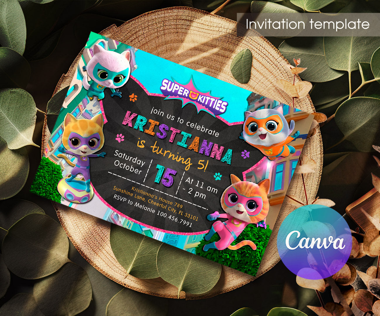 SuperKitties customizable invitation template | Share or Print | KY205