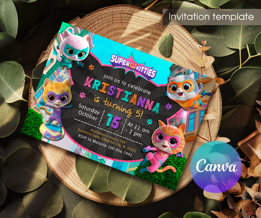 SuperKitties customizable invitation template | Share or Print | KY205