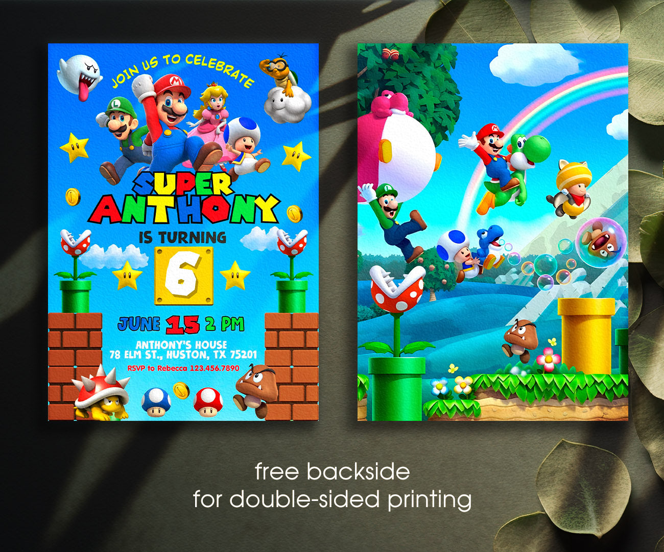 Super Mario Bros customizable invitation template | Share or Print | ZL607