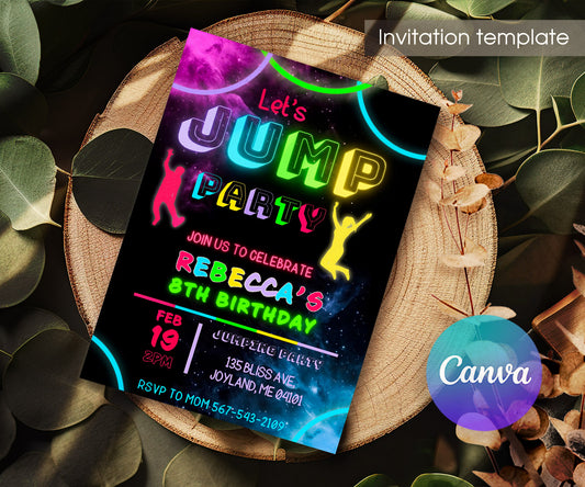 Trampoline Jump Party customizable invitation template | Share or Print | XW984