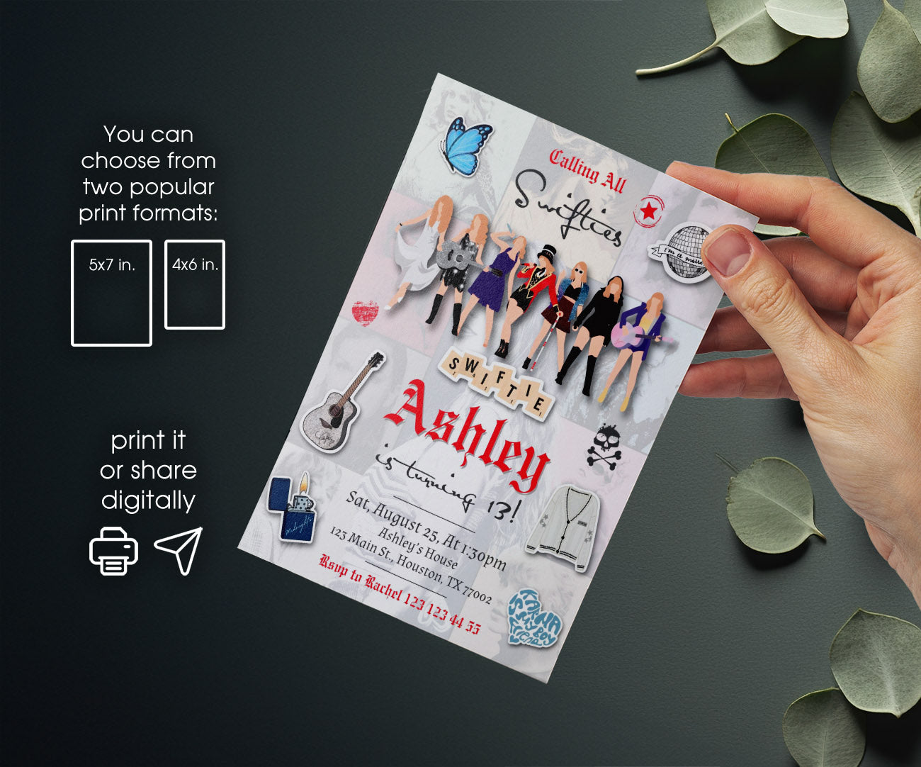 Taylor Swift Eras Tour customizable invitation template | Share or Print | girl | OD732
