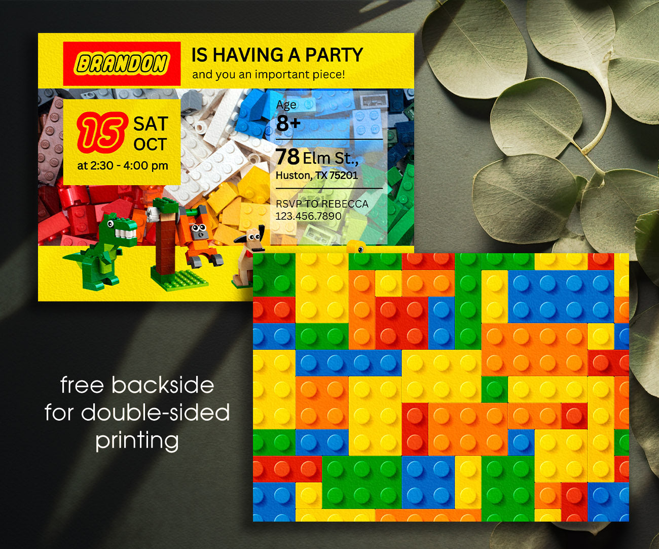 Lego customizable invitation template | Share or Print | WB698