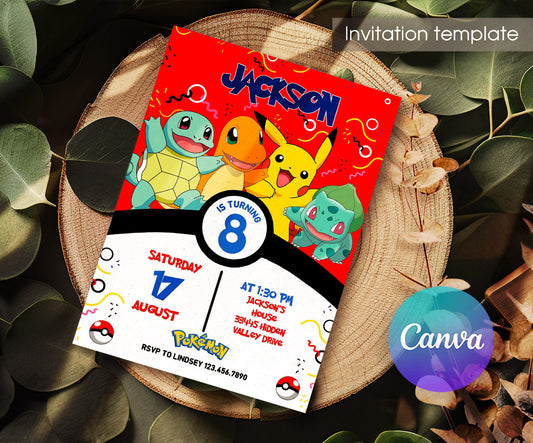 Pokemon Pikachu customizable invitation template | Share or Print | CD763
