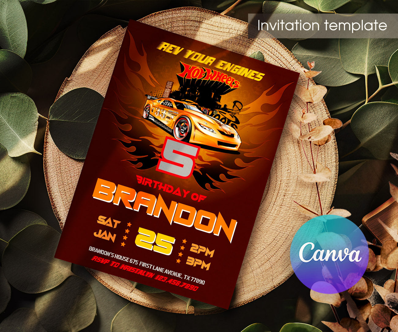 Hot Wheels Racing customizable invitation template | Share or Print | boy | II316
