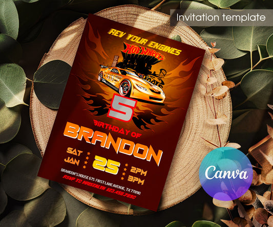 Hot Wheels Racing customizable invitation template | Share or Print | boy | II316