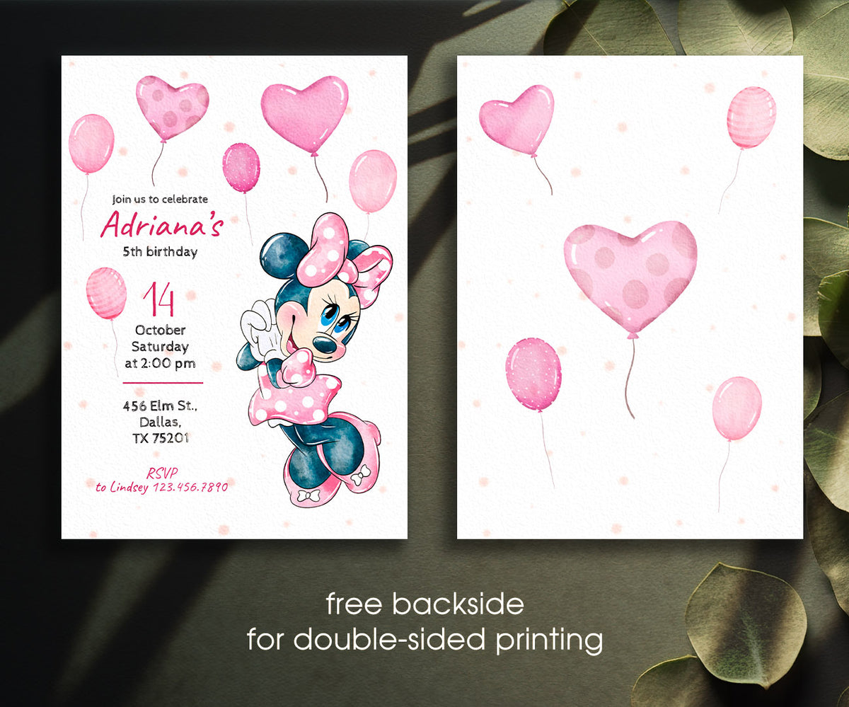 Minnie Mouse Disney Mickey customizable invitation template | Share or Print | girl | AE180
