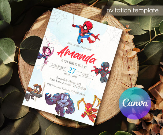Spidey and His Amazing Friends customizable invitation template | Share or Print | boy | FV264