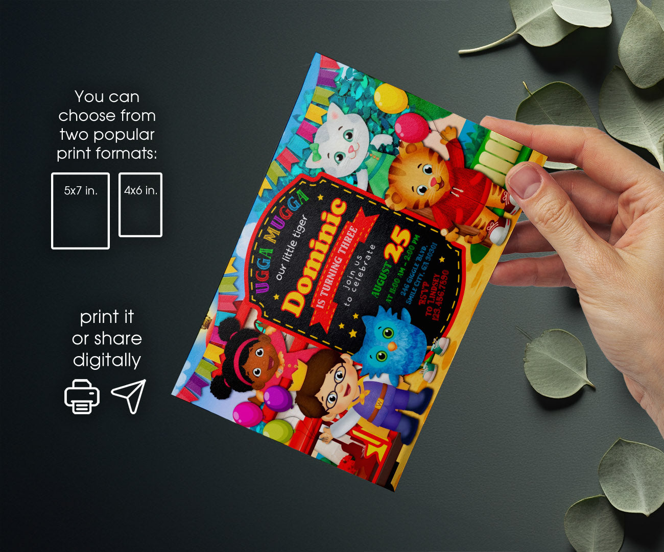 Daniel Tiger's Neighborhood customizable invitation template | Share or Print | RA181