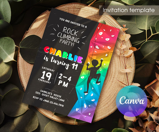 Rock Climbing customizable invitation template | Share or Print | GC312