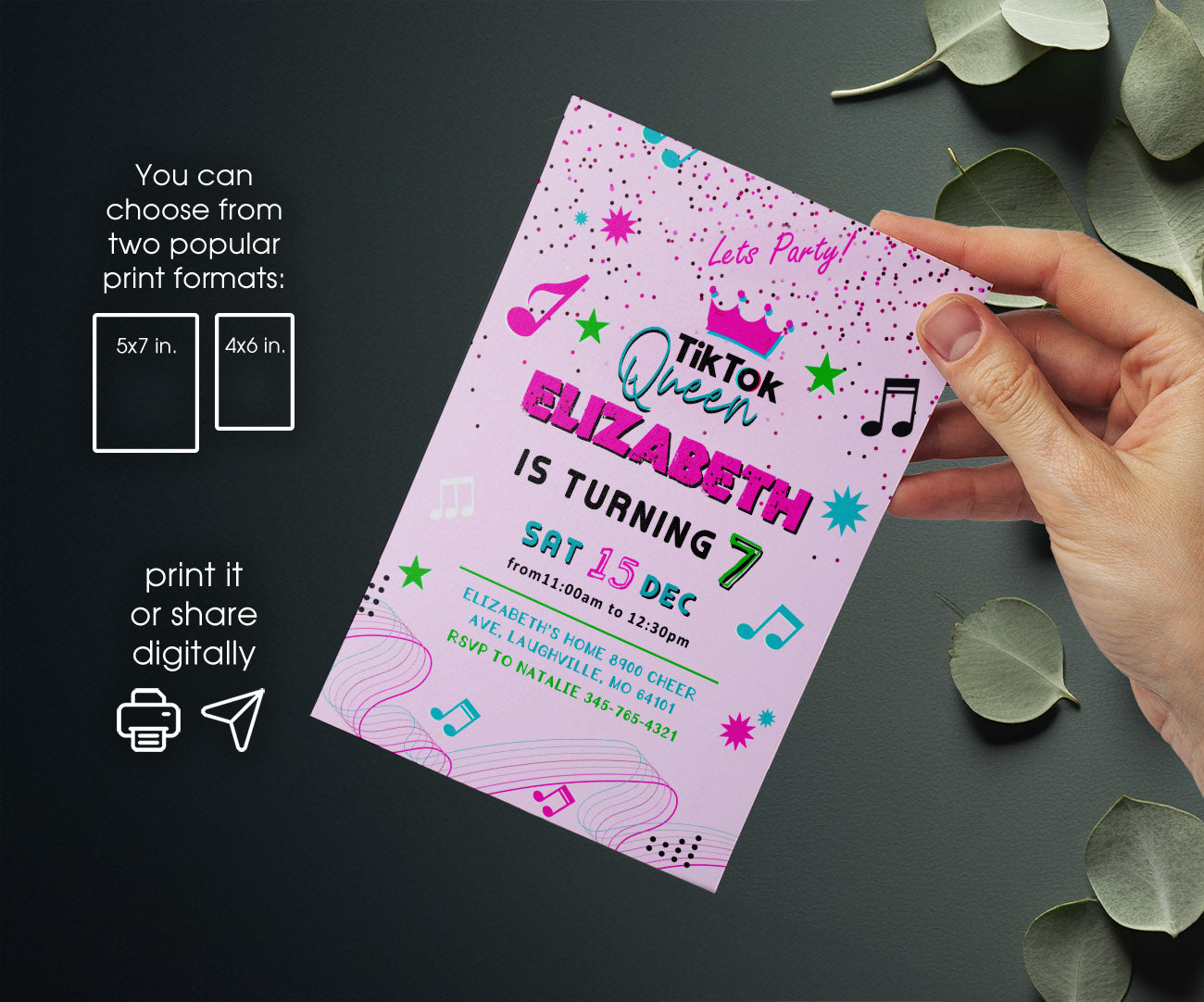 Tik Tok Party customizable invitation template | Share or Print | PU766