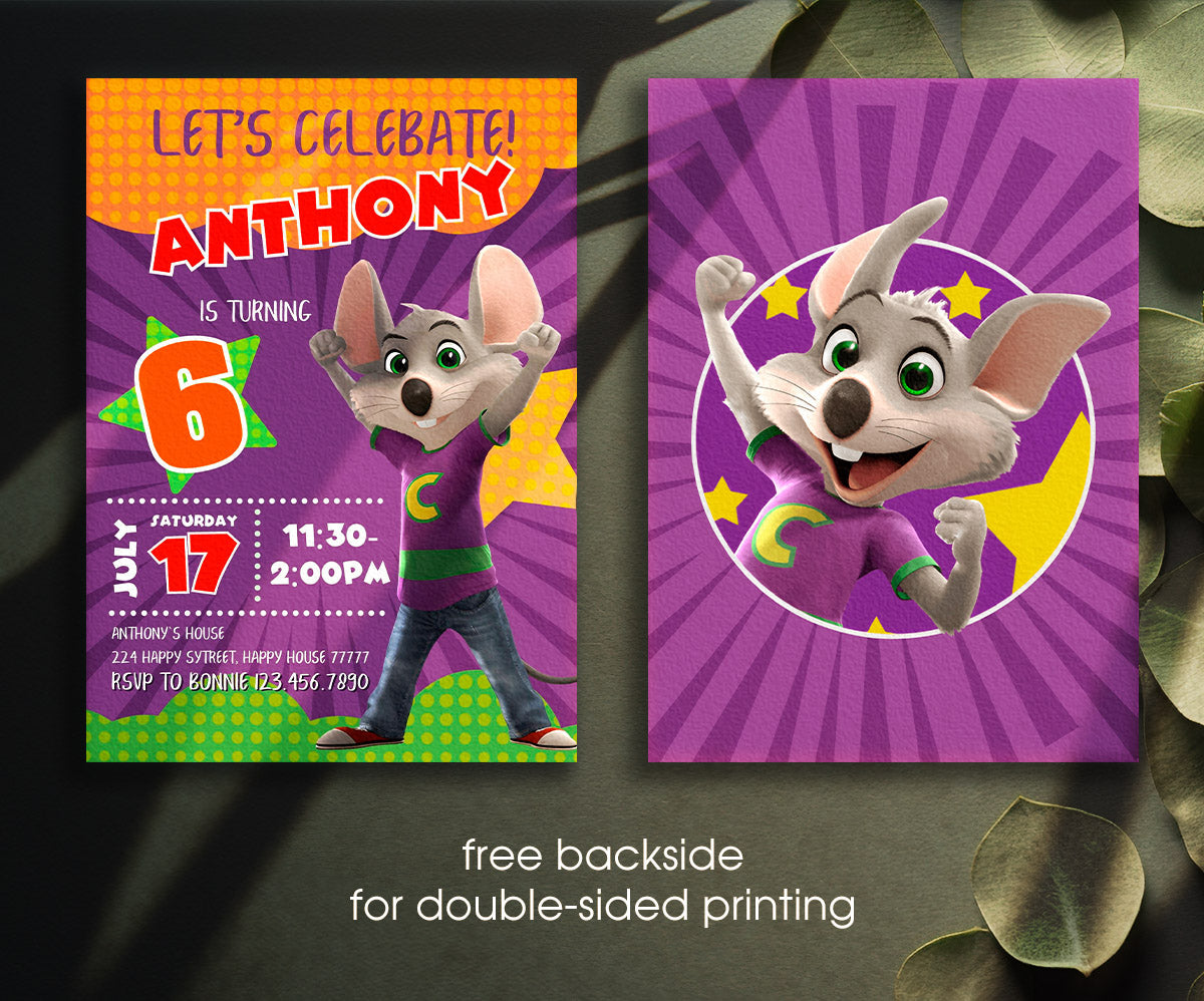 Chuck E. Cheese customizable invitation template | Share or Print | QG793