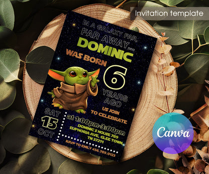 Baby Yoda Grogu Star Wars Mandalorian customizable invitation template | Share or Print | boy | XA616