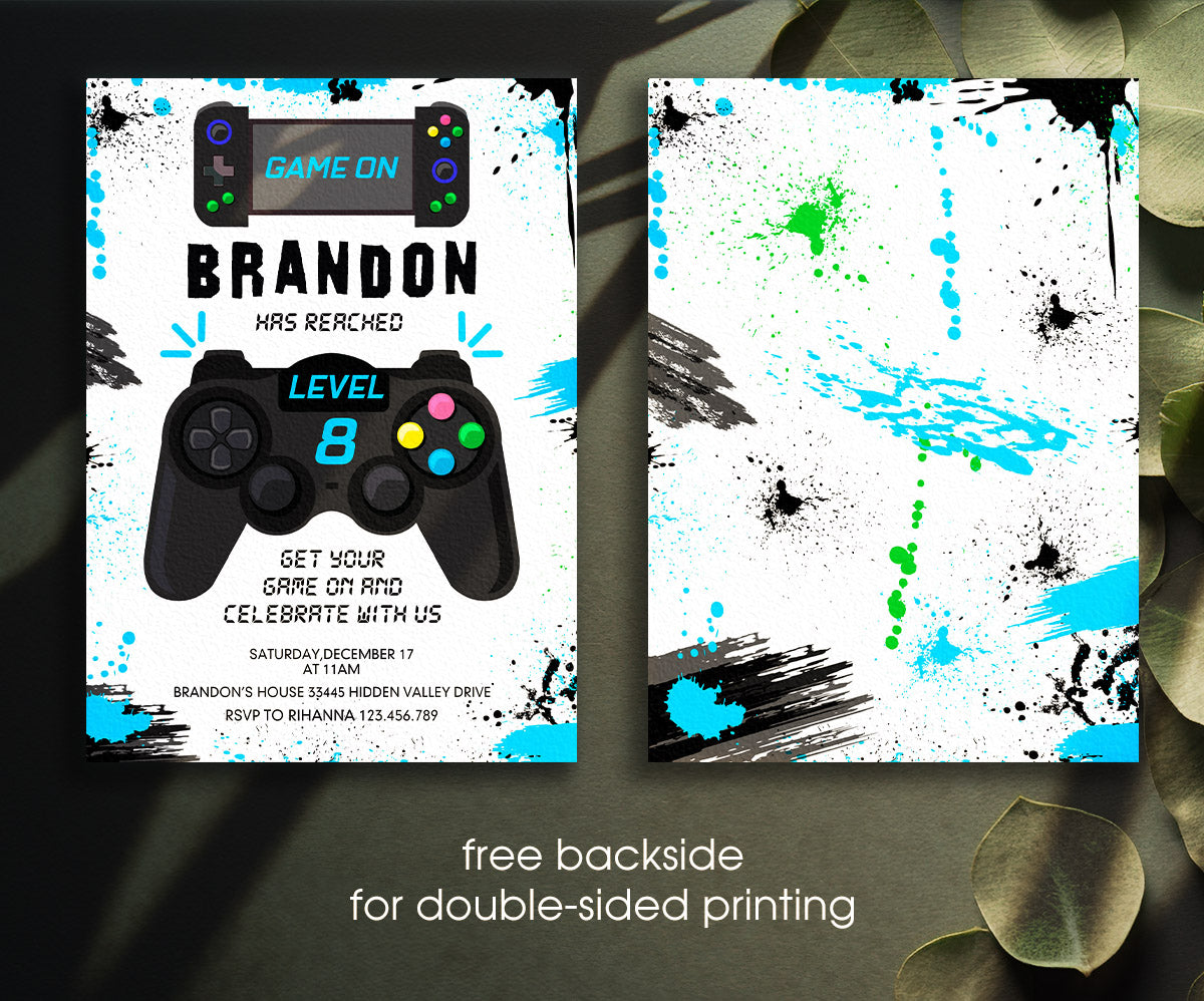 Gamer Party customizable invitation template | Share or Print | boy | JF611