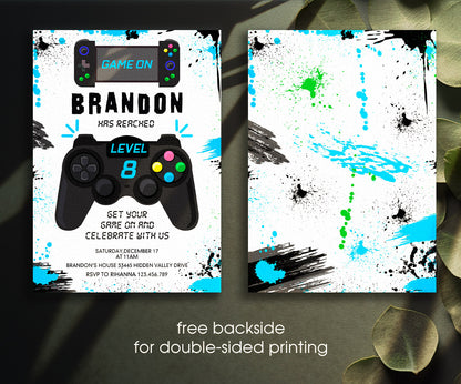Gamer Party customizable invitation template | Share or Print | boy | JF611