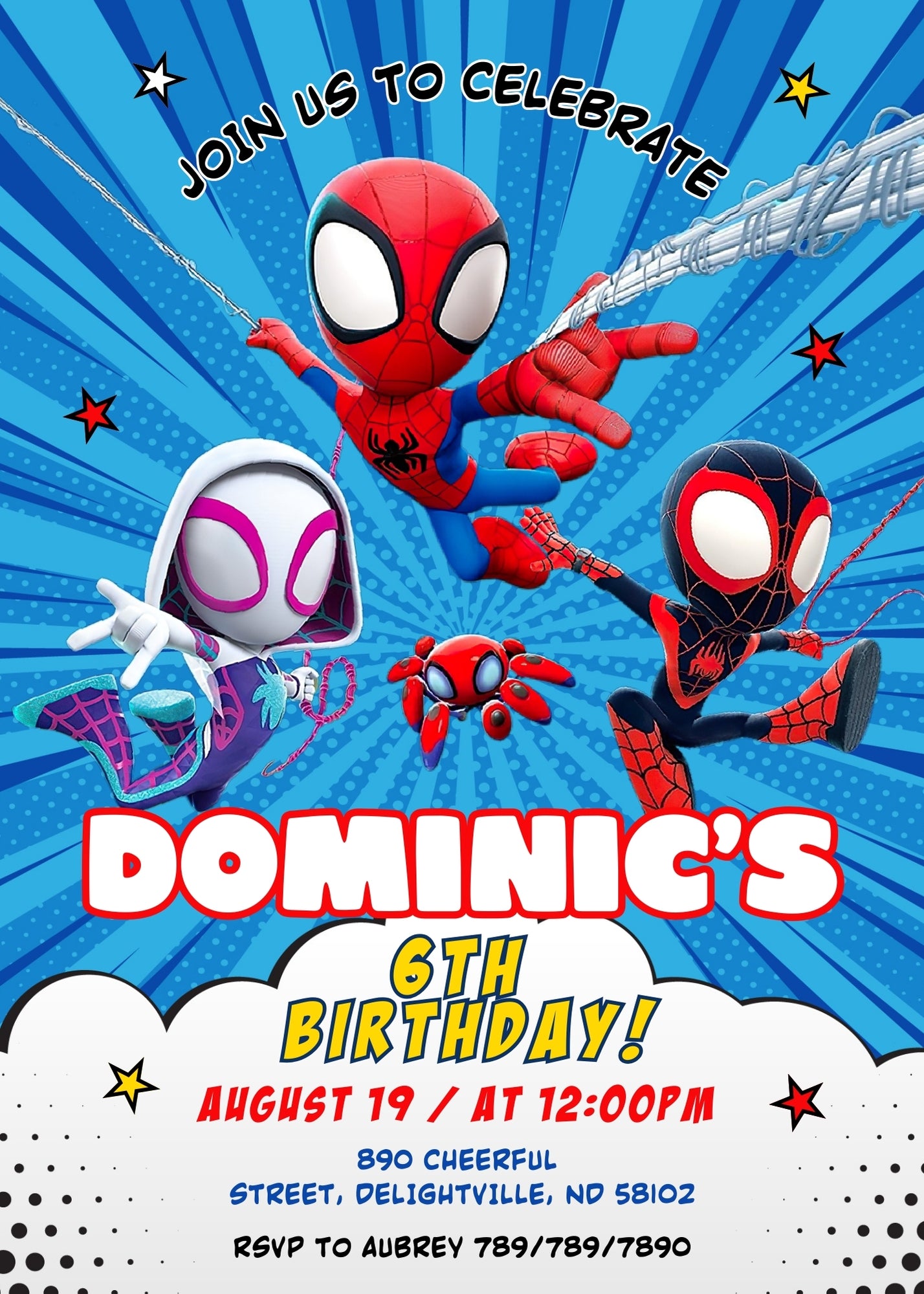 Spidey and His Amazing Friends customizable invitation template | Share or Print | boy | CG129
