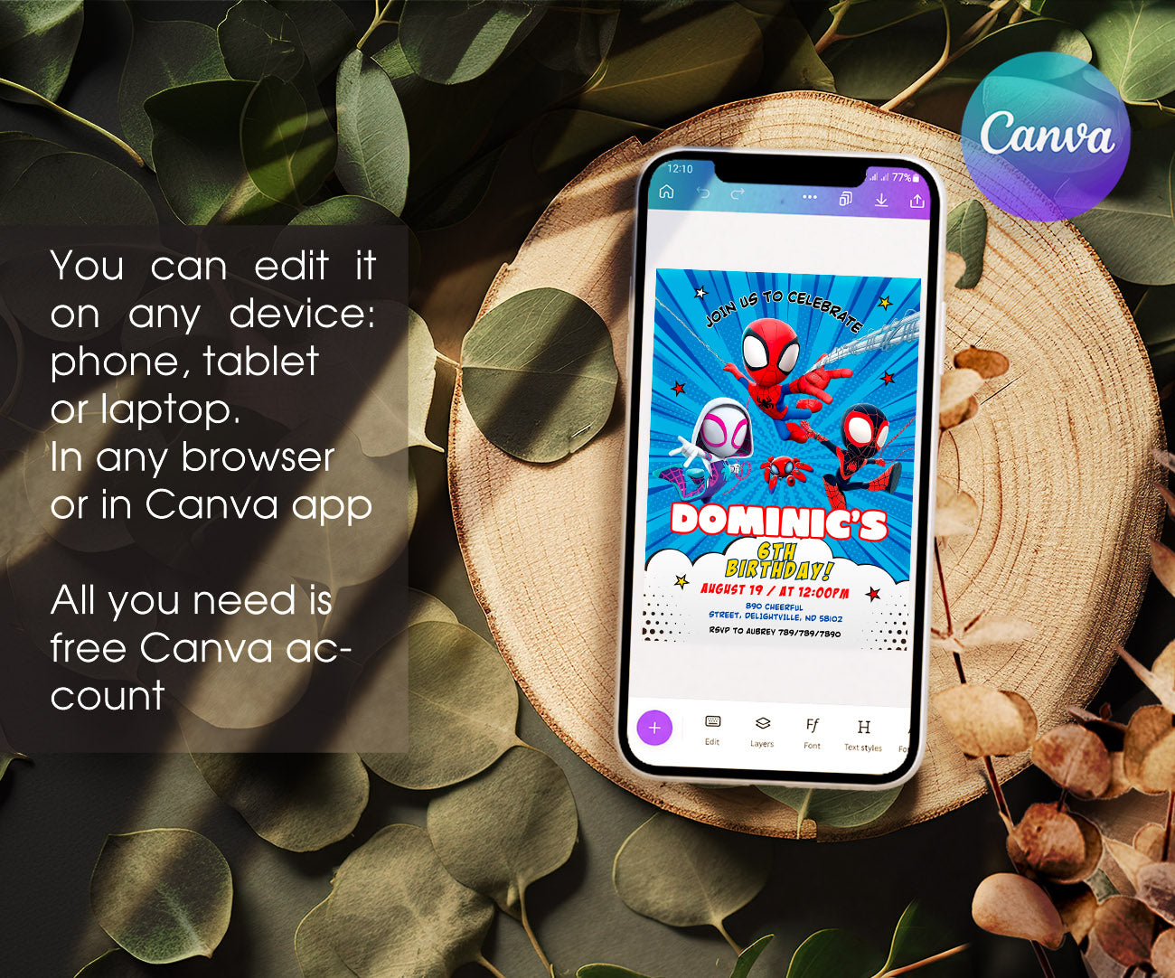 Spidey and His Amazing Friends customizable invitation template | Share or Print | boy | CG129