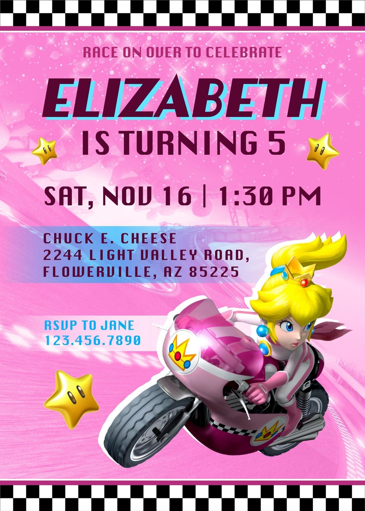 Mario Kart Gamer customizable invitation template | Share or Print | boy | BW981