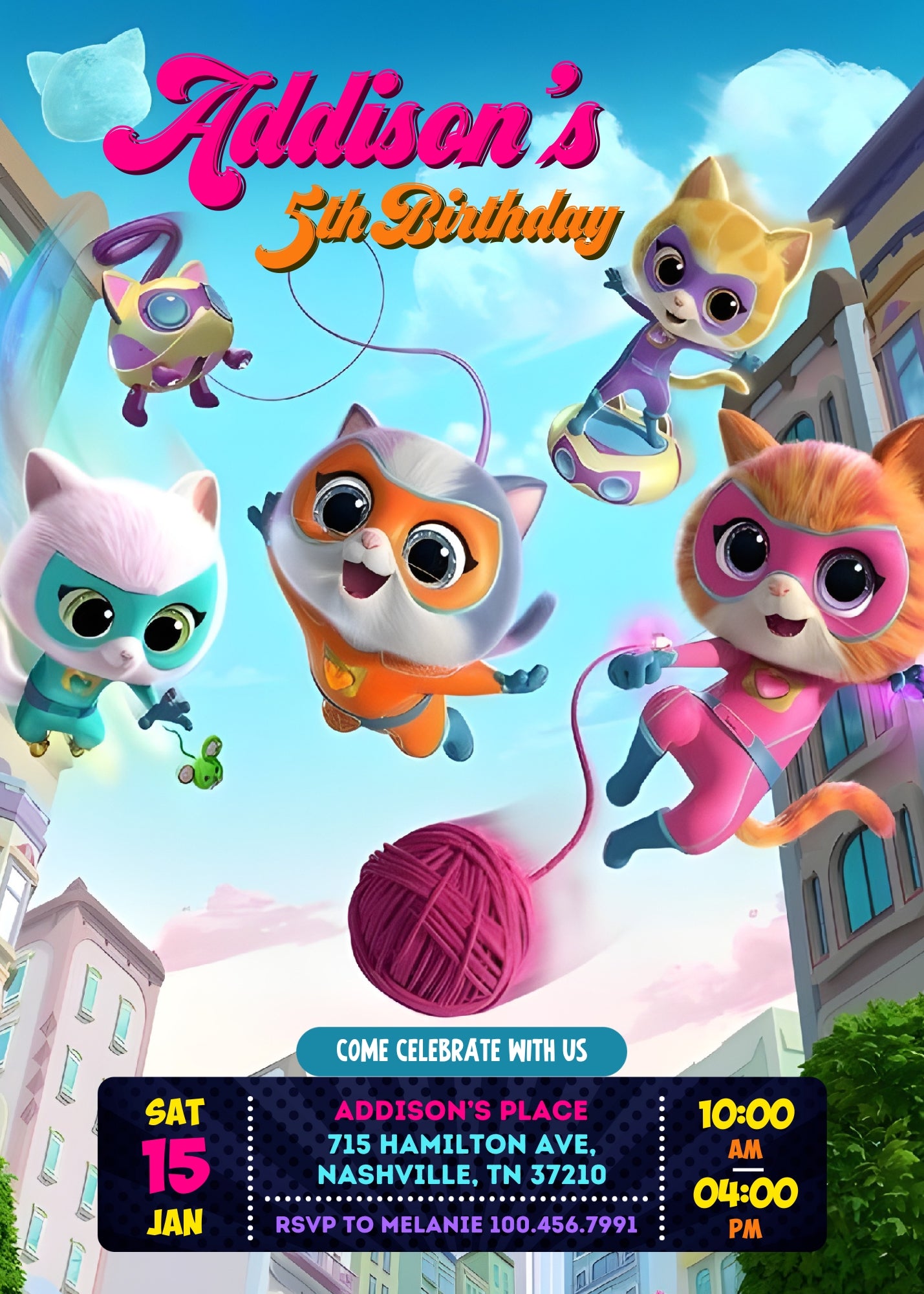 SuperKitties customizable invitation template | Share or Print | VW615