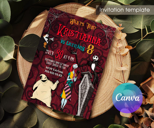 The Nightmare Before Christmas Halloween customizable invitation template | Share or Print | PR854
