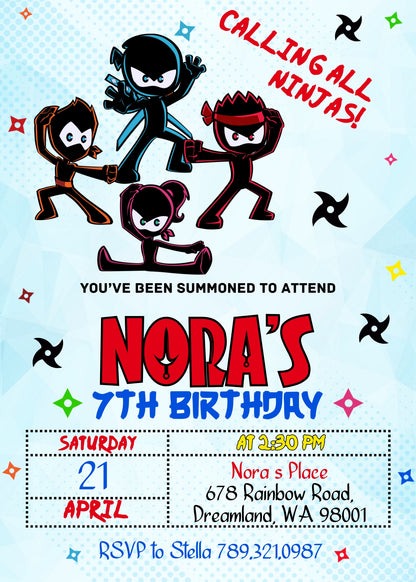 Ninja Kidz TV customizable invitation template | Share or Print | BD584