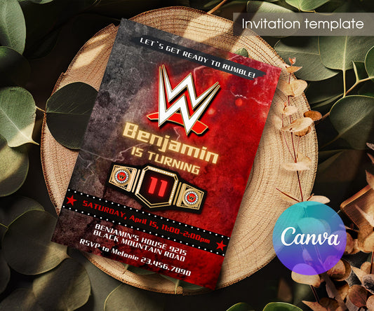 Wrestling WWE WrestleMania customizable invitation template | Share or Print | boy | ZJ046