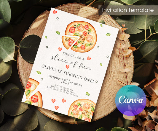 Pizza 1st Party customizable invitation template | Share or Print | QU270