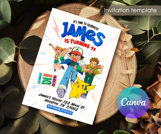 Pokemon Pikachu customizable invitation template | Share or Print | TD587