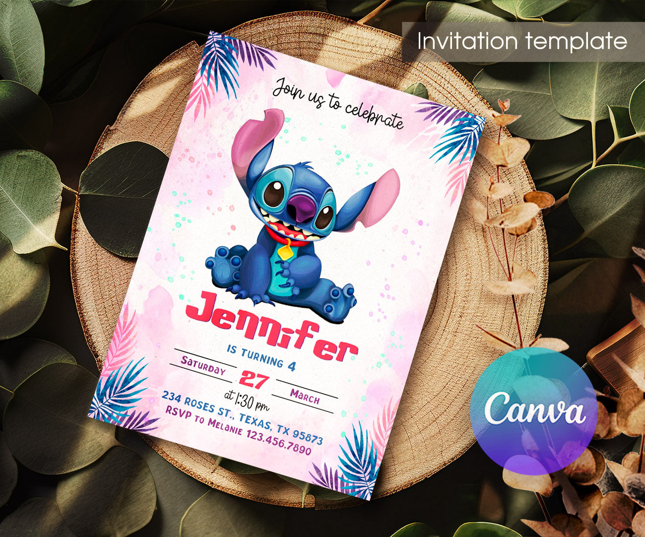 Lilo & Stitch Aloha customizable invitation template | Share or Print | VI980