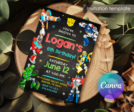 Transformers Rescue Bots customizable invitation template | Share or Print | boy | IO598
