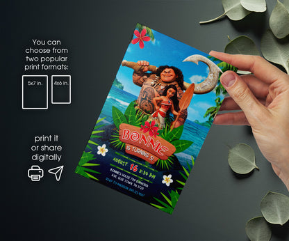 Moana Princess customizable invitation template | Share or Print | girl | EH845
