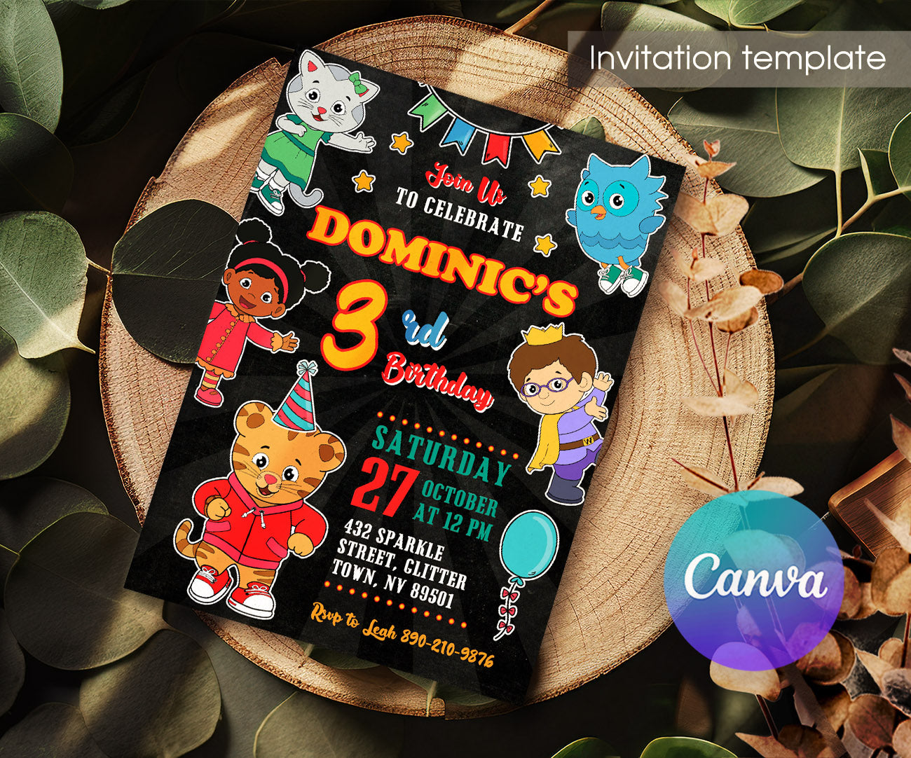 Daniel Tiger's Neighborhood customizable invitation template | Share or Print | HM975