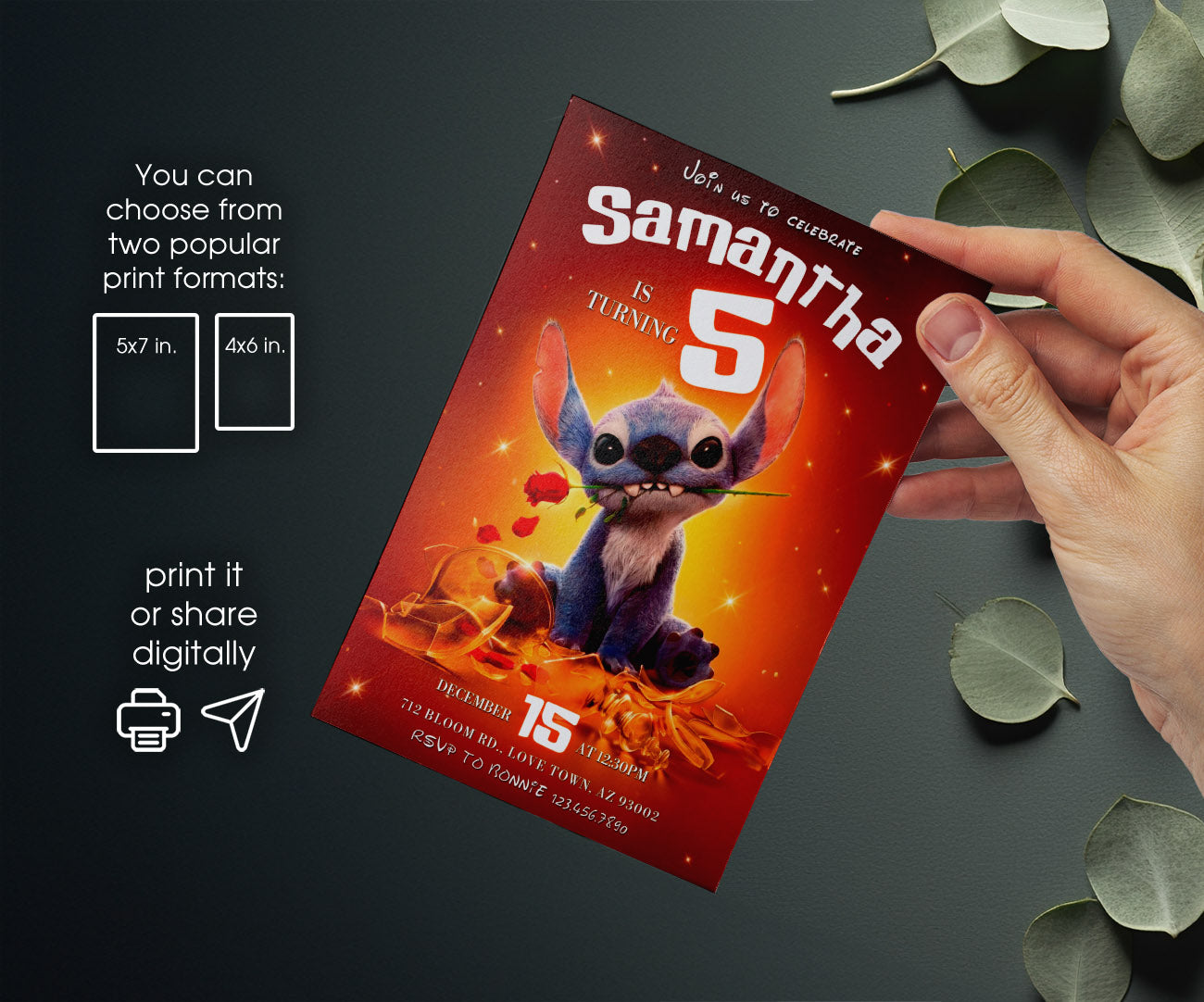 Lilo & Stitch Aloha customizable invitation template | Share or Print | YN289