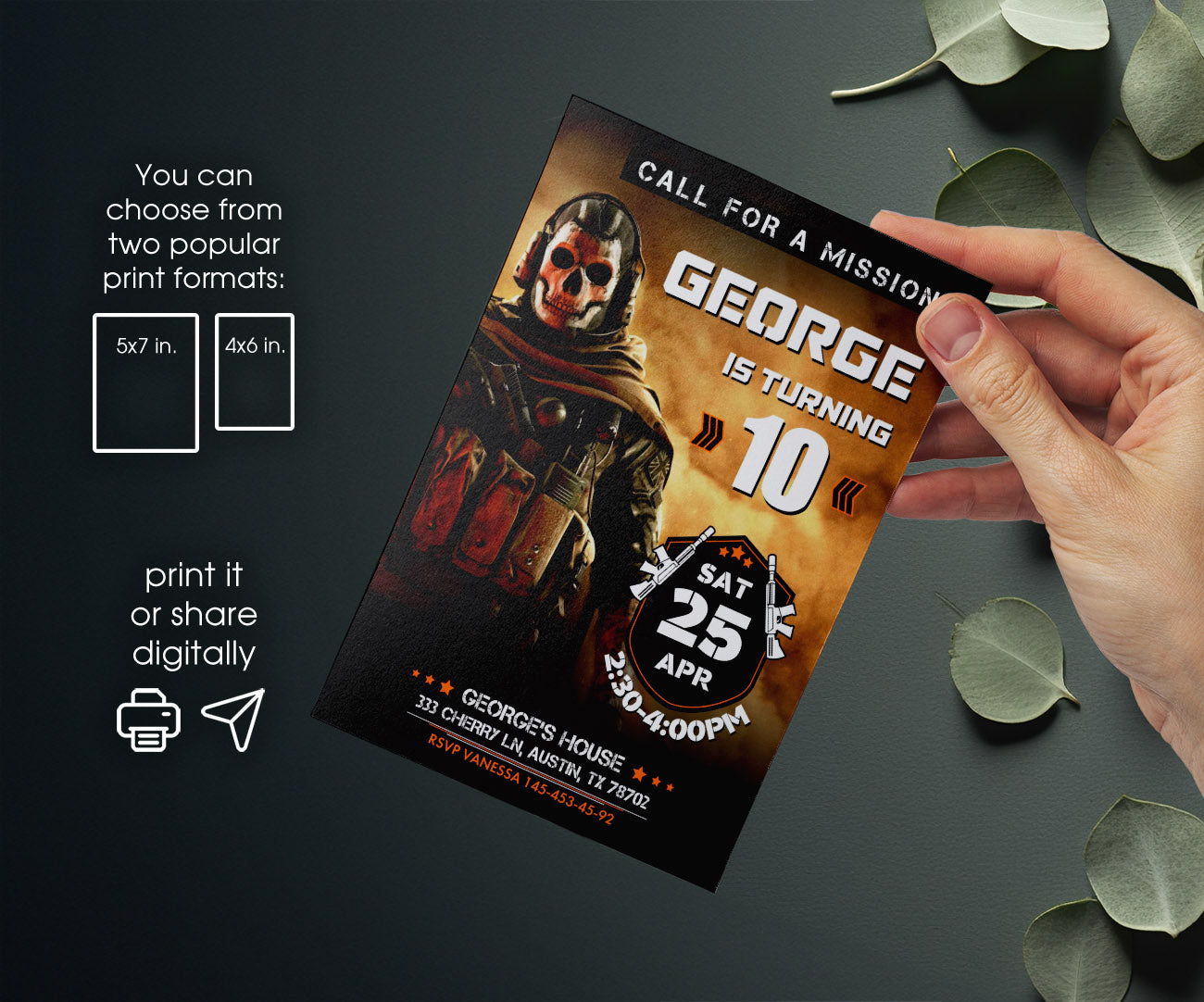 Call of Duty Gamer customizable invitation template | Share or Print | boy | QX246