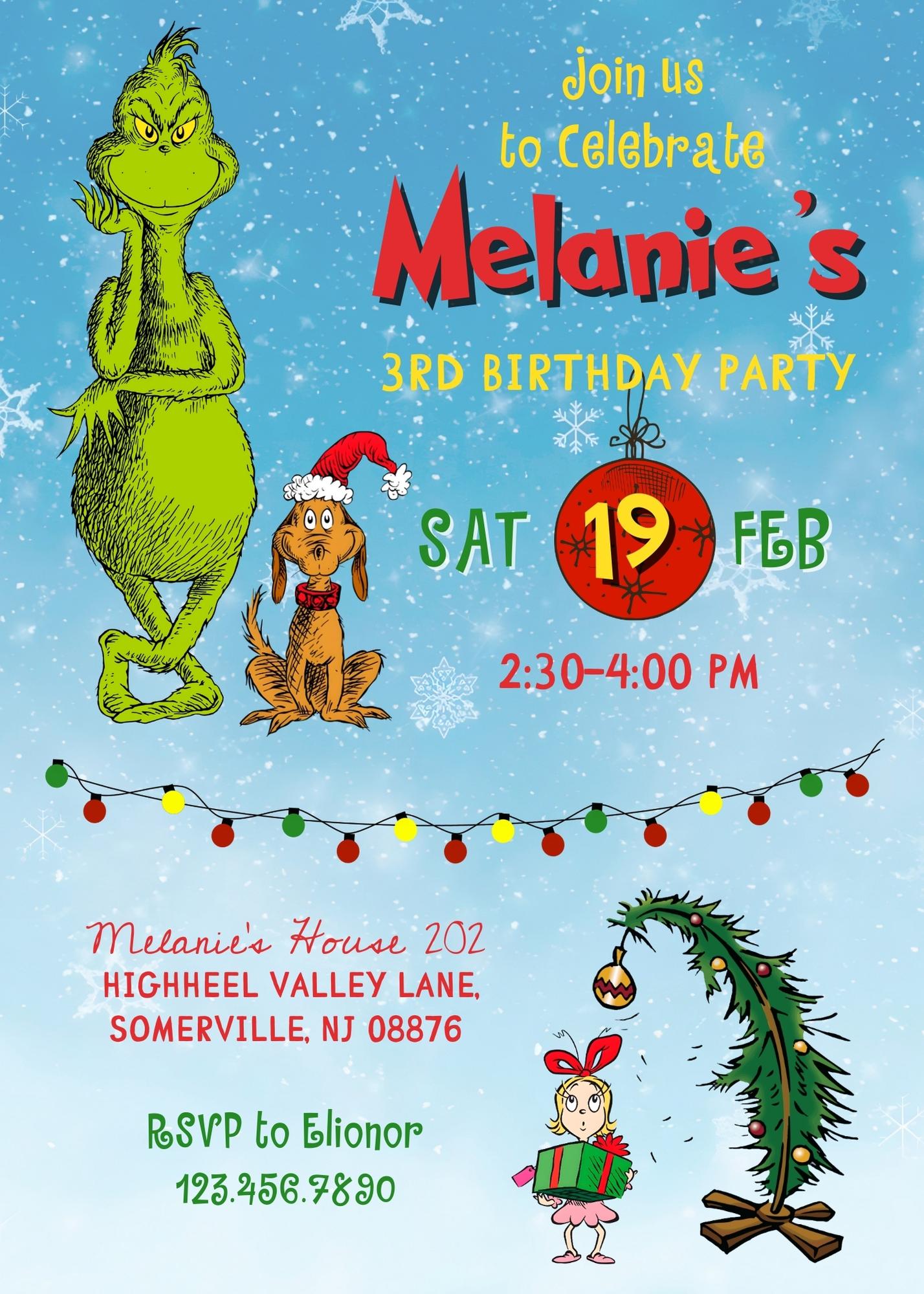 The Grinch  Merry Grinchmas customizable invitation template | Share or Print | CM261