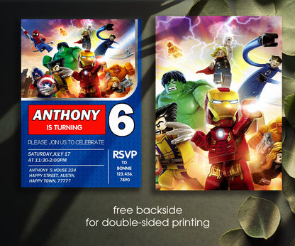 Lego Minifigures customizable invitation template | Share or Print | QY890